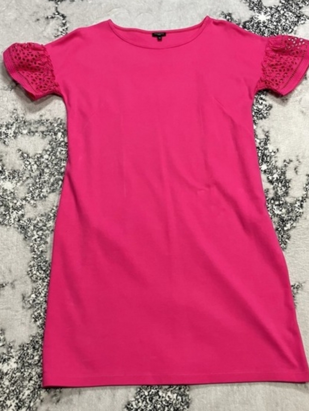 Talbots Petites Pink Lace Sleeve Dress Womens Size LP Short Sleeve Sheath